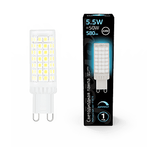 Лампа светодиодная G9 AC185-265V 5,5W 550lm 4100K керамика диммируемая LED 1/10/200 | 107309255-D | Gauss