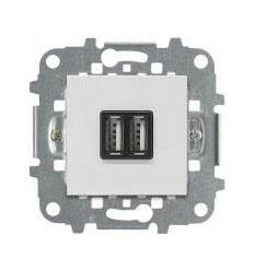 ABB Zenit Альп. белый Механизм USB зарядного устройства, 2М, 2х750 мА / 1х1500мА | N2285 BL | 2CLA228500N1101 | ABB