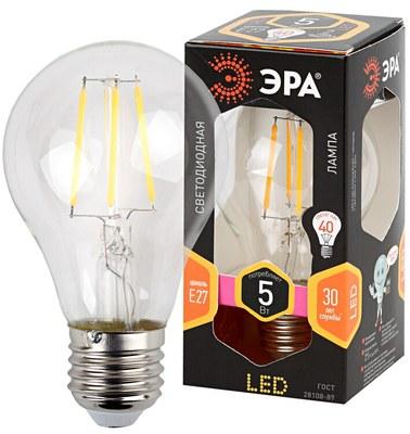 Лампа светодиодная LED 5Вт Е27 220В 2700К F-LED А60 груша | Б0019010 | ЭРА