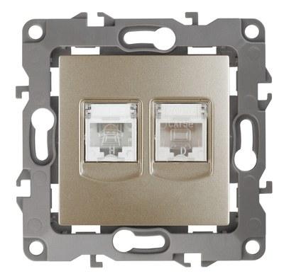 Розетка информационная+телефонная 12-3109-04RJ45+RJ11, шампань (10/100/2500) |Б0018251 | ЭРА