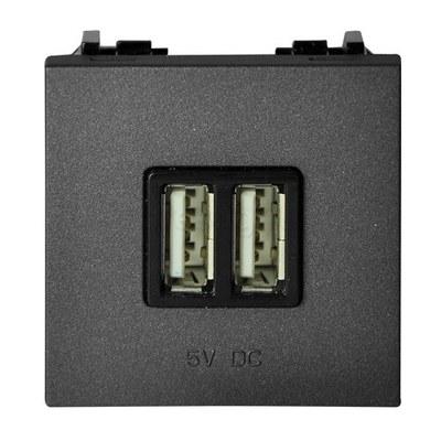 ABB Zenit Антрацит Механизм USB зарядного устройства, 2М, 2х750 мА / 1х1500мА | N2285 AN | 2CLA228500N1801 | ABB