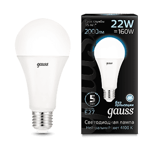 Лампа светодиодная Black LED A70 22W E27 1640lm 4100K | 102502222 | Gauss