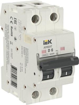 Выключатель автоматический двухполюсной M06N 2P D 6А 6кА ARMAT | AR-M06N-2-D006 | IEK