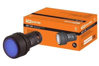 Кнопка SB7-CW3665-220V(LED) d22мм 1з+1р синяя | SQ0746-0039 | TDM