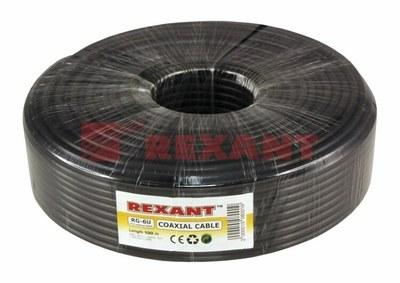 Кабель RG-6U+CU, (64%), 75 Ом, 100м., черный (OUTDOOR) | 01-2222 | REXANT