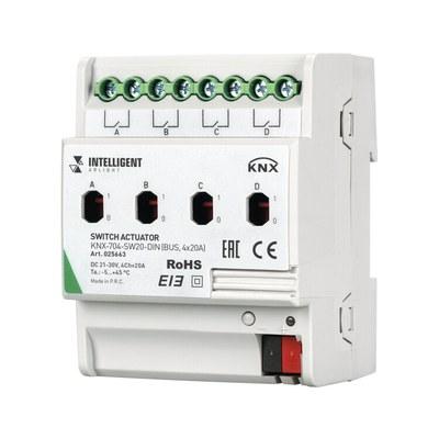 INTELLIGENT ARLIGHT Релейный модуль KNX-704-SW20-DIN (BUS, 4x20A) | 025663 | Arlight
