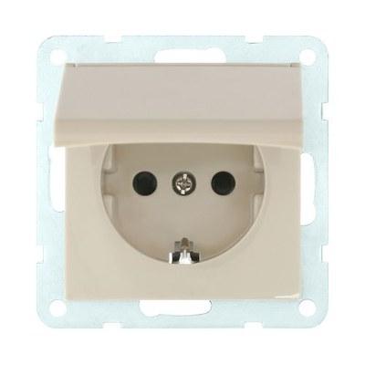 Розетка с з/к, шторками и крышкой (бежевый) LK60 | 863401 | Ecoplast