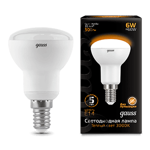 Лампа светодиодная LED 6Вт E14 220В 2700К Reflector R50 | 106001106 | Gauss