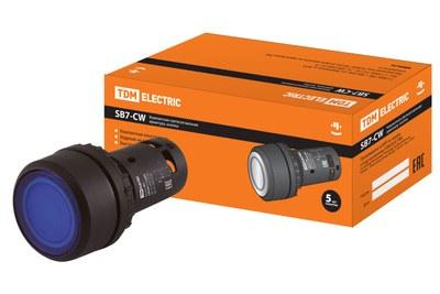 Кнопка SB7-CW3661-24V(LED) d22мм 1з, синяя | SQ0746-0032 | TDM