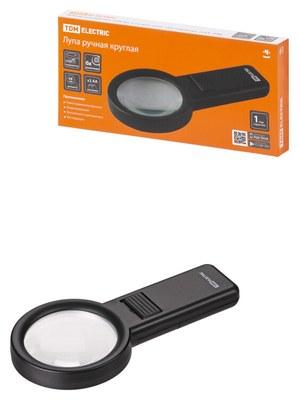 Лупа ручная круглая, d 68 мм, 6-ти крат. увел., LED подсветка, 2хАА, | SQ1025-0904 | TDM