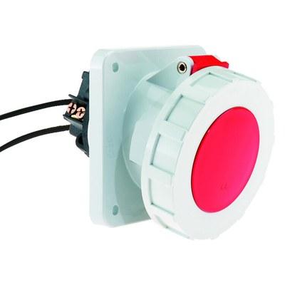Розетка встраиваемая наклонная 63A 5р(3P+N+PE) 6h 400V IP67 с PSK 114х114 12020 I 12020-Bals I Bals