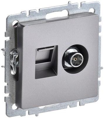 BRITE Роз. двойная TV+RJ45 кат.5E РТВ/РК12-БрС сталь | BR-AK20-1-K46 | IEK