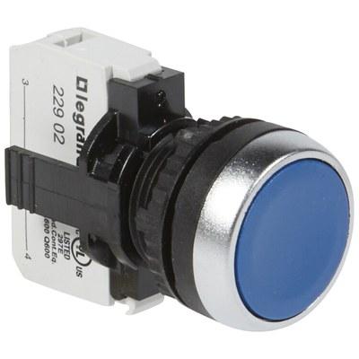 Кнопка с потайным толкателем - Osmoz - в сборе - IP 66 - синий | 023703 | Legrand
