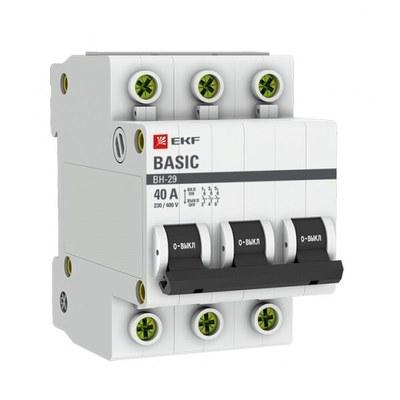 Выключатель нагрузки модульный ВН-29 3P 40А EKF Basic | SL29-3-40-bas | EKF
