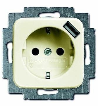 Розетка Schuko с устройством зарядным USB, 20 EUCBUSB-212-500, Busch-Duro слоновая кость, 16А, 700 мА | 2011-0-6174 | 2CKA002011A6174 | ABB