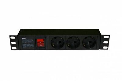 Блок розеток SHE10-3SH-S-IEC д.10"шк.,гориз.,с выкл.с подсв.,3 роз.Schuko(10А),250В,без каб.пит.,254х44.4х44.4мм(ШхВхГ) | 255010 | Hyperline